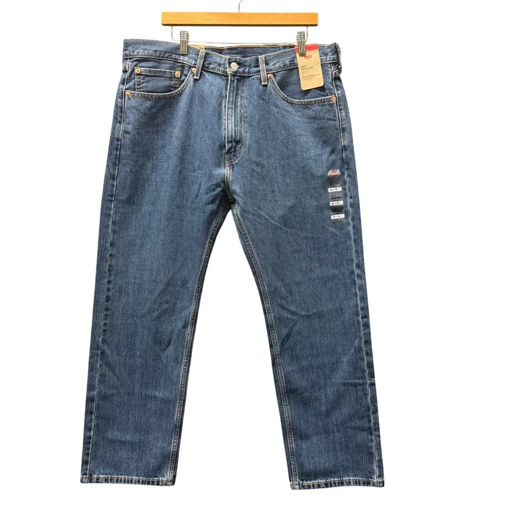 Levi's 505 Jeans Mens 38x30 ACTUAL Regular Fit‎ Blue Denim Classic NEW